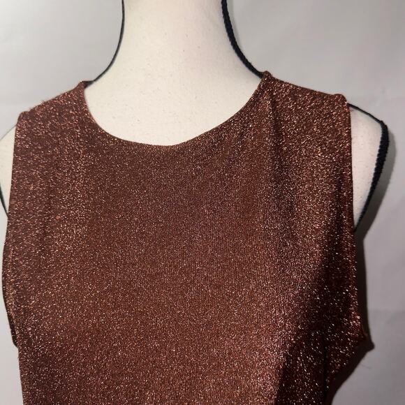 H&M Divided Brown Glitter Ruched Cut-Out Bodycon Dress – Size Large - Picture 5 of 8